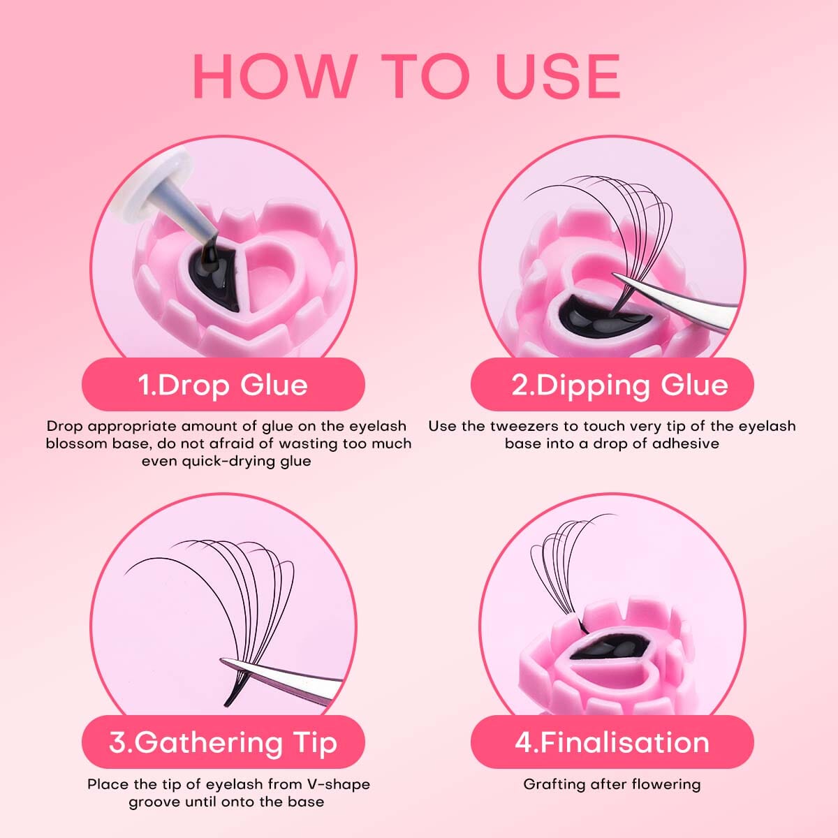 100PC Heart-Shaped Ring Cup VEYELASH