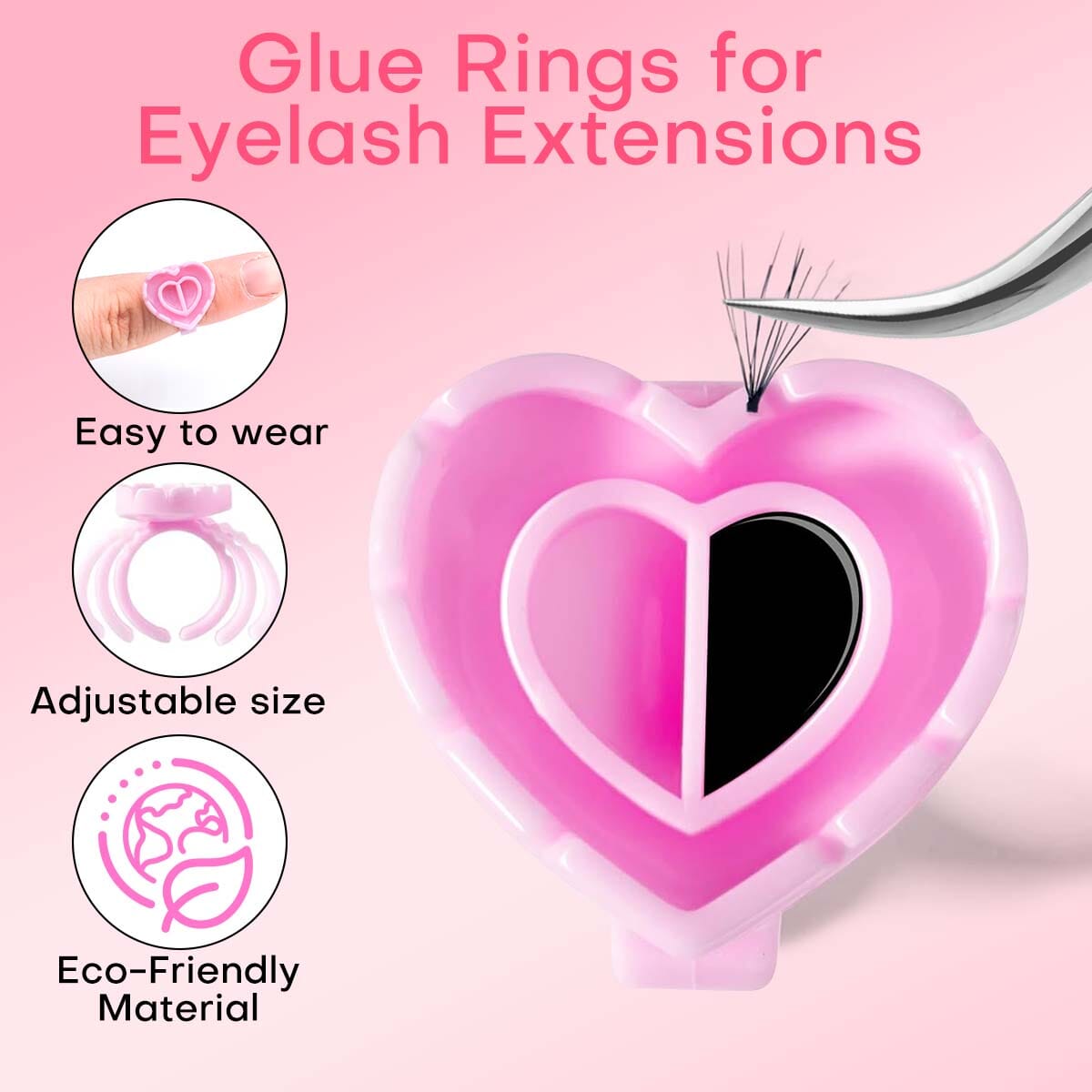 100PC Heart-Shaped Ring Cup VEYELASH