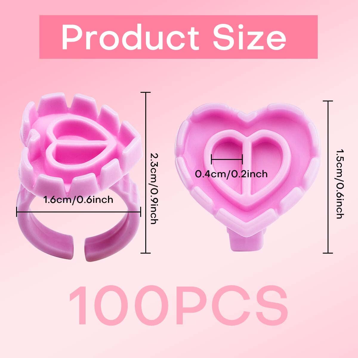 100PC Heart-Shaped Ring Cup VEYELASH