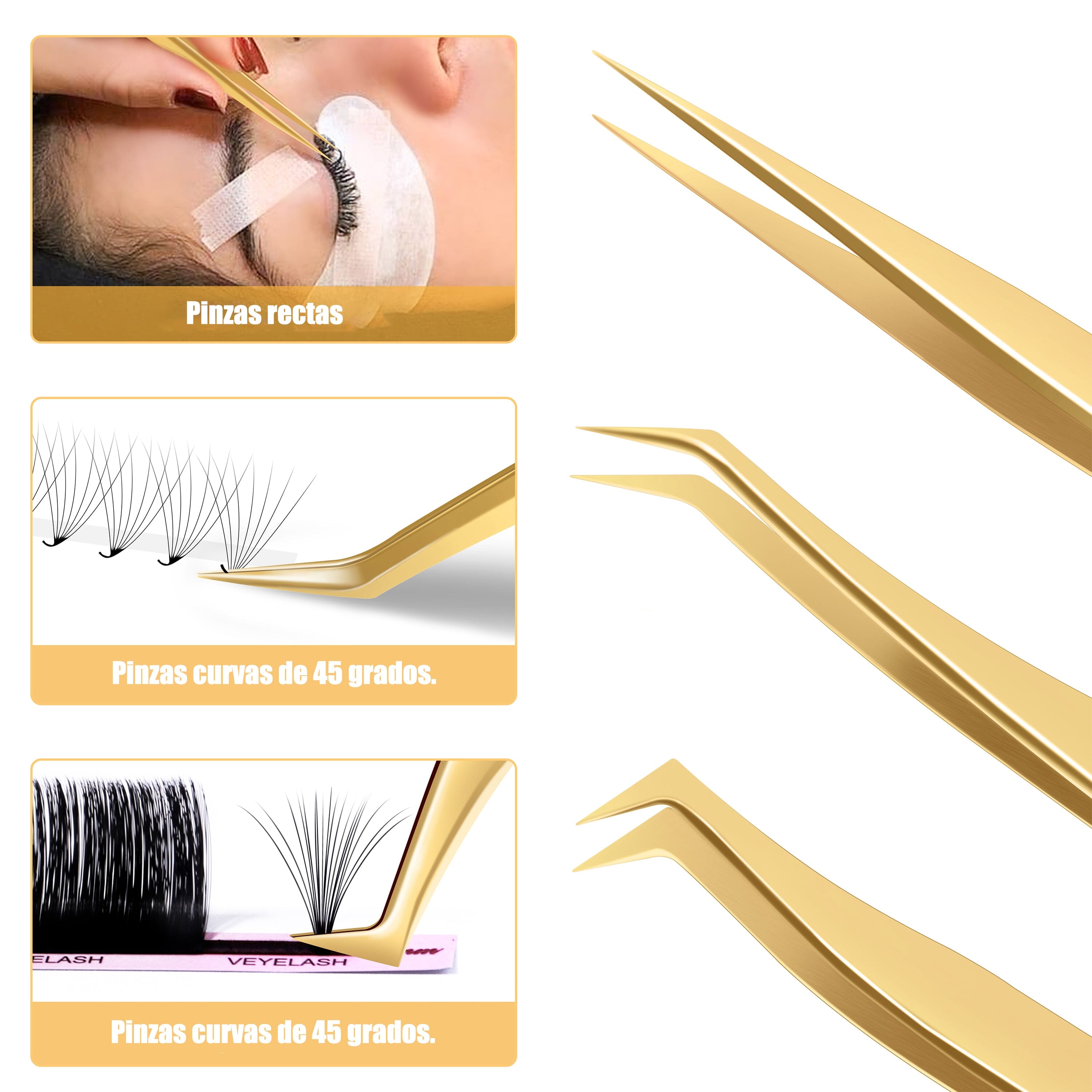 Luxe Gold Precision Tweezer Trio VEYELASH®