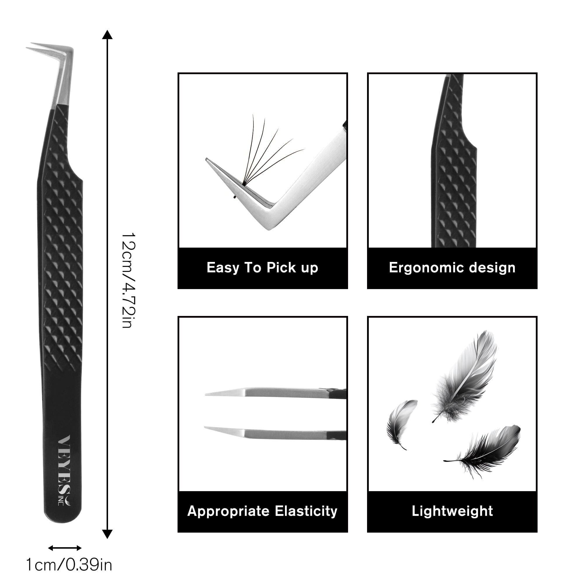 Noir N°3 - Fiber Lash Tweezer Tweezers VEYELASH