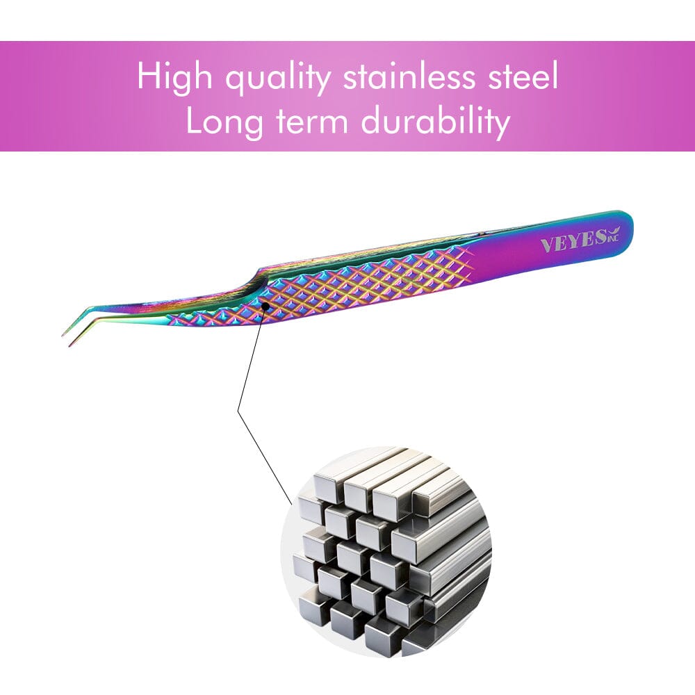 Rainbow Volume Lash Tweezers 45 Degree Tweezers VEYELASH