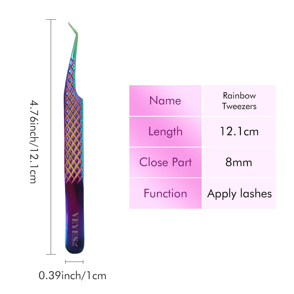 Rainbow Volume Lash Tweezers 45 Degree Tweezers VEYELASH