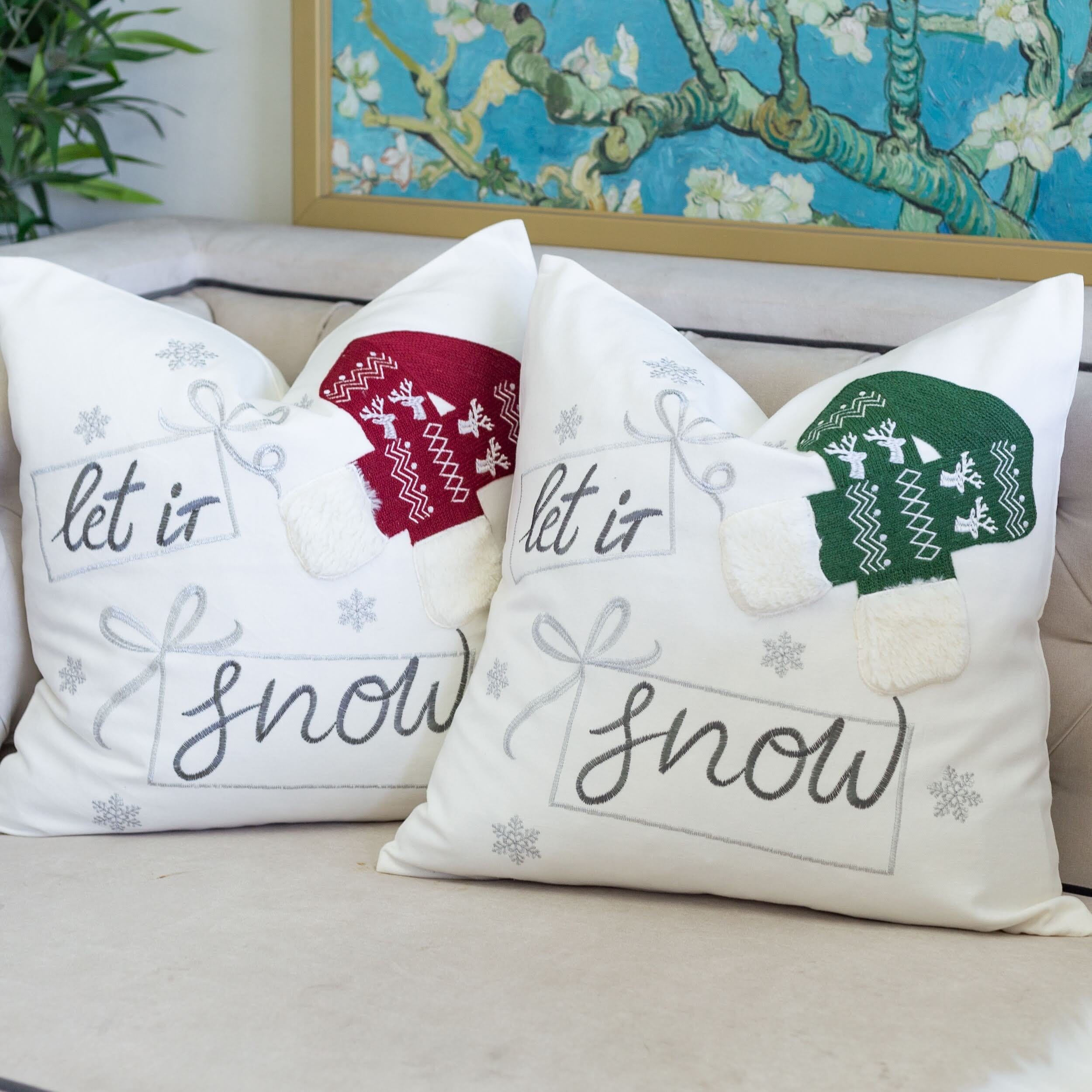 Snow Christmas Throw Pillow VEYELASH