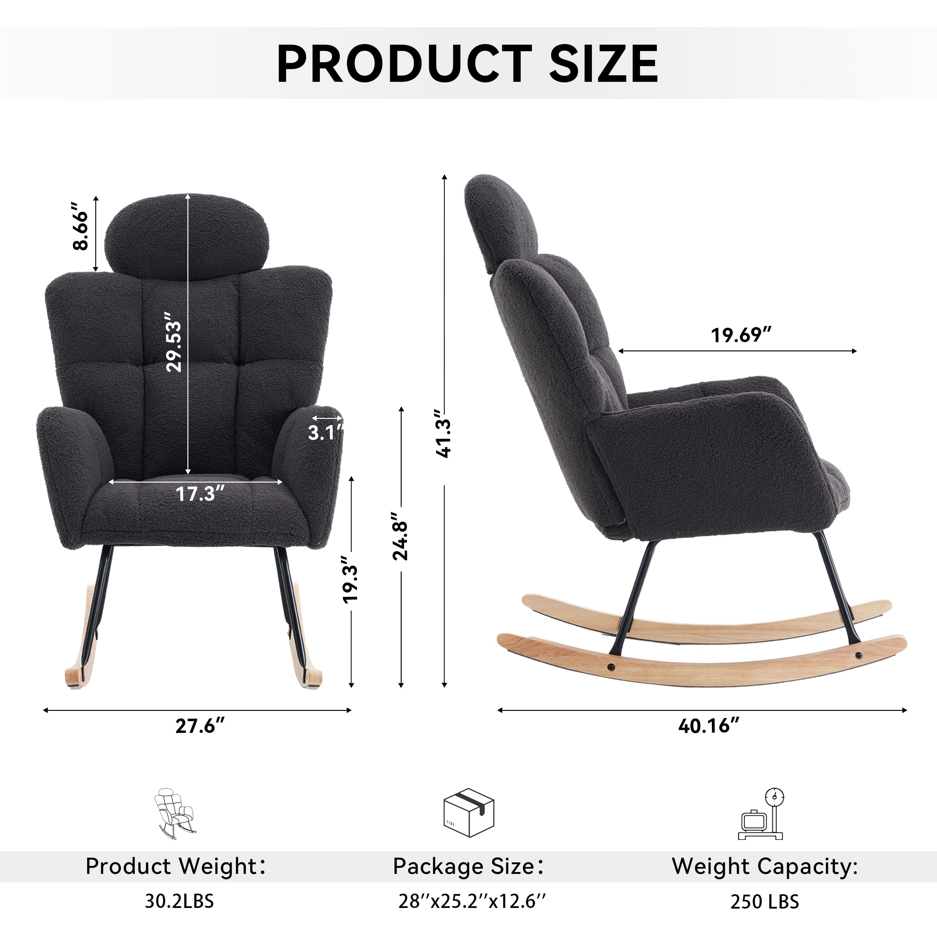 Teddy Fabric Rocking Chair VEYELASH®