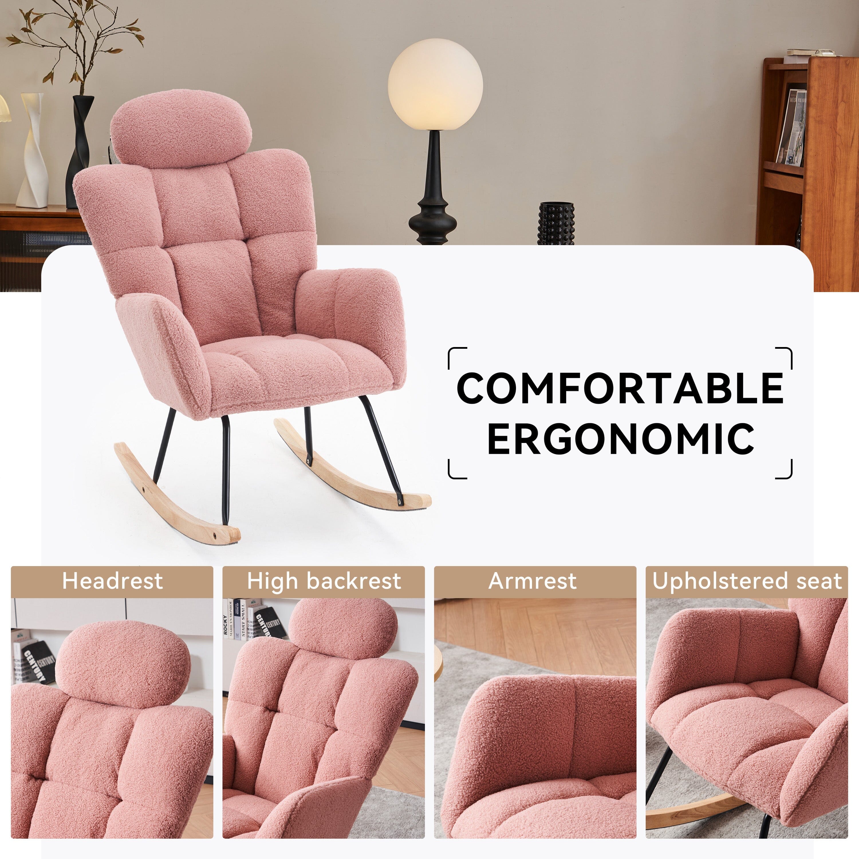 Teddy Fabric Rocking Chair VEYELASH®