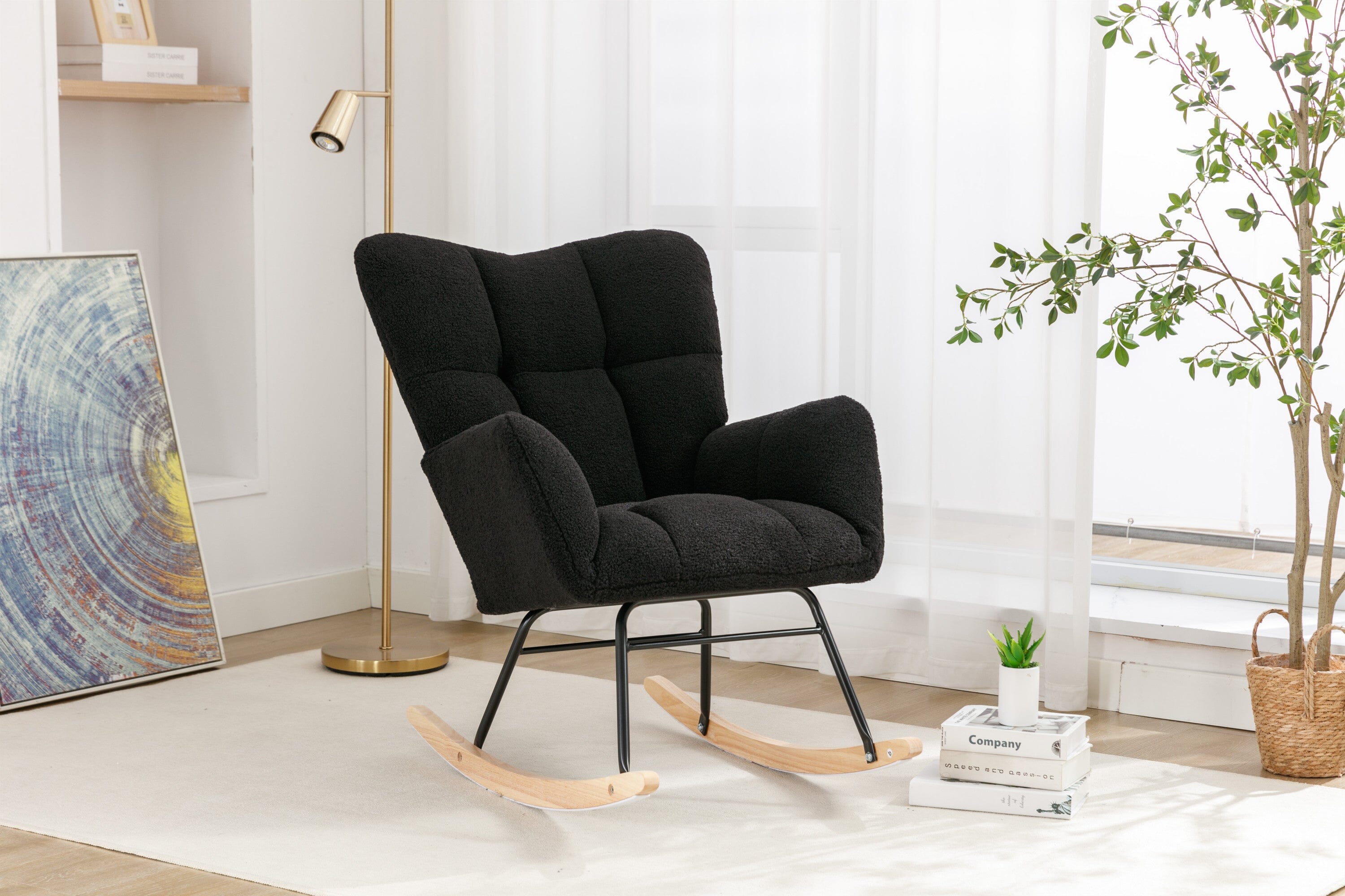 Teddy Fabric Rocking Chair VEYELASH® Black