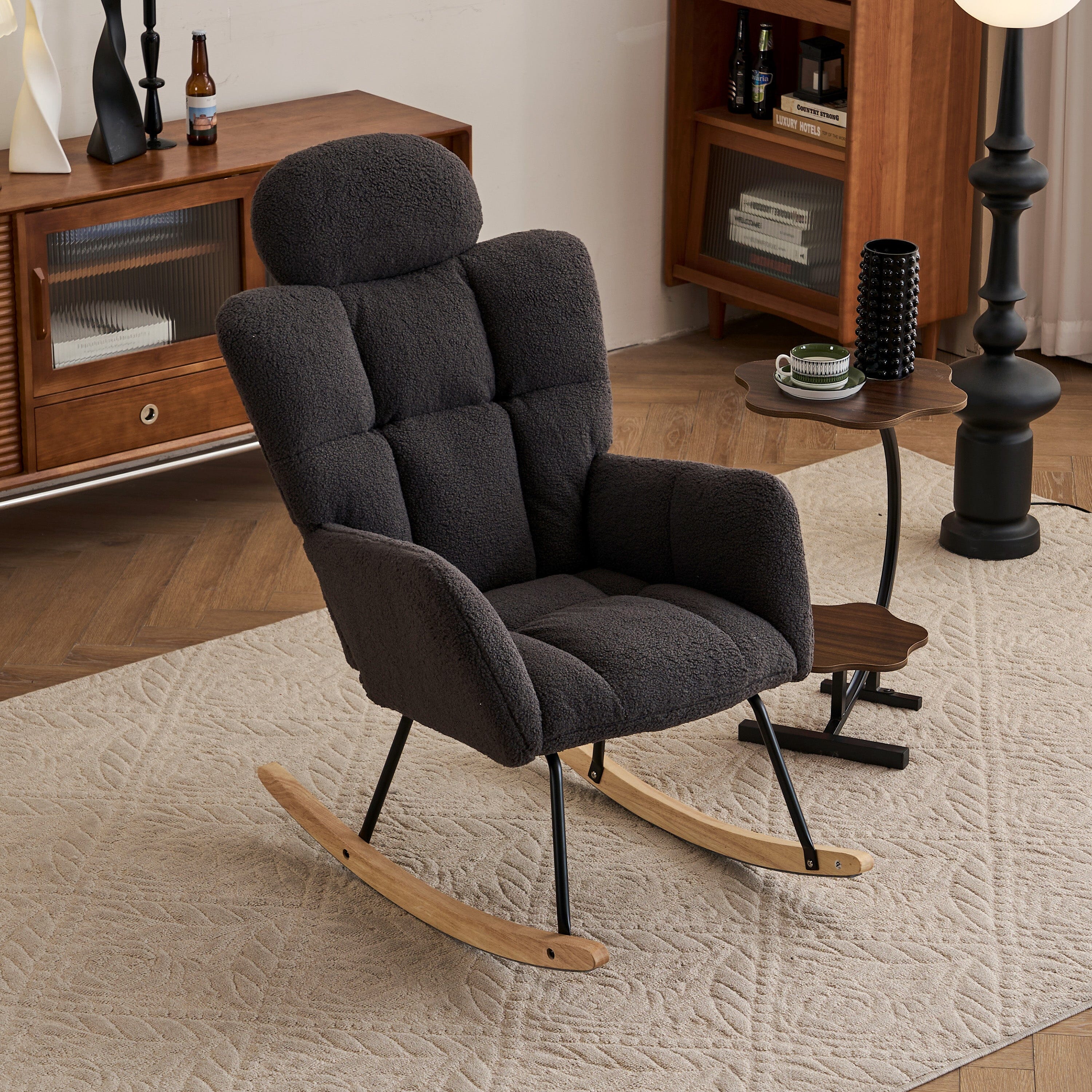 Teddy Fabric Rocking Chair VEYELASH® Gray