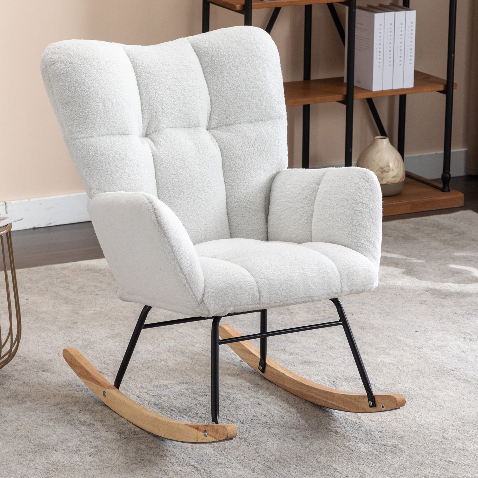 Teddy Fabric Rocking Chair VEYELASH® White