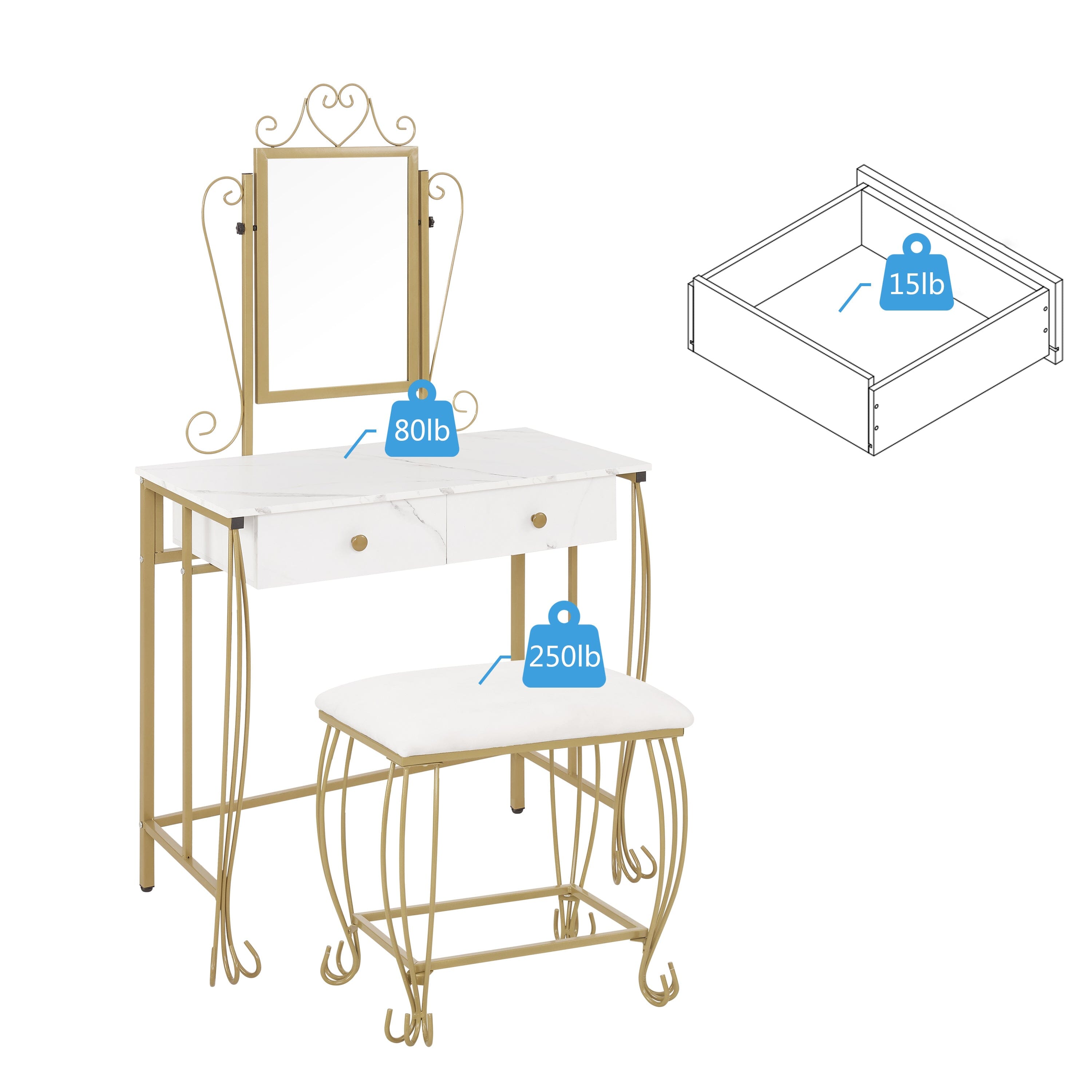 Vanity Mirror Table Set VEYELASH®