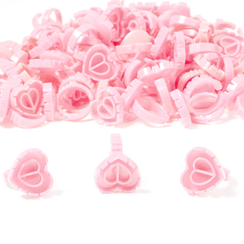 100PC Heart-Shaped Ring Cup VEYELASH? PINK