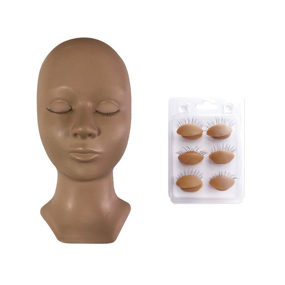 Mannequin of Replace Eyelids Practice mannequin VEYELASH Chocolate Head+4pairs eyes