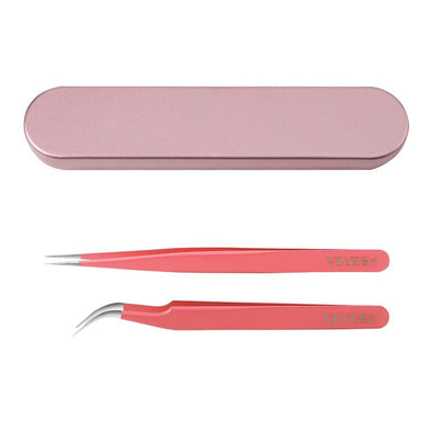 2 PC/SET Lash Tweezers VEYELASH Pink Set 