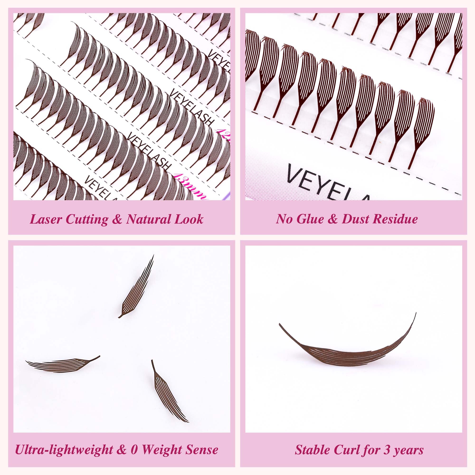 Birdie Brown Lashes Premade volume fans VEYELASH 