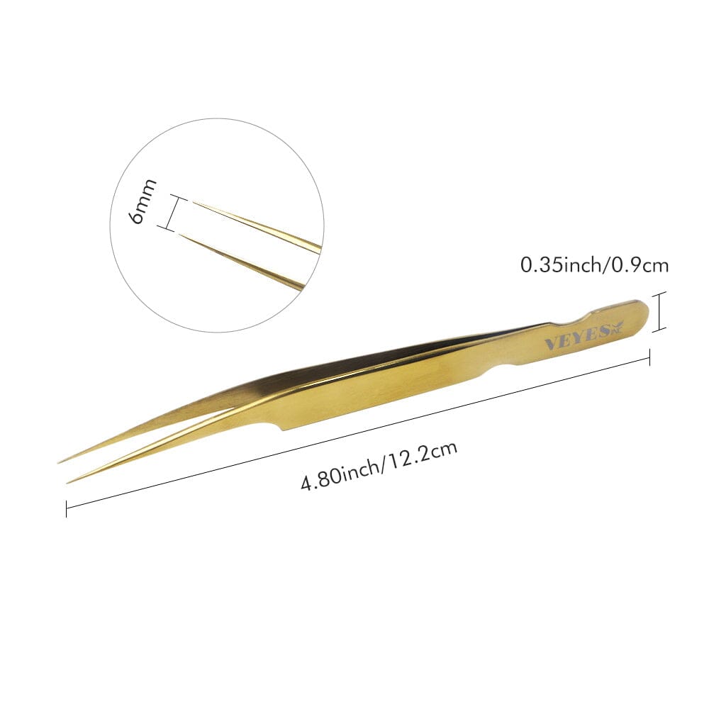 Classic Straight Gold Tweezer Tweezers VEYELASH 
