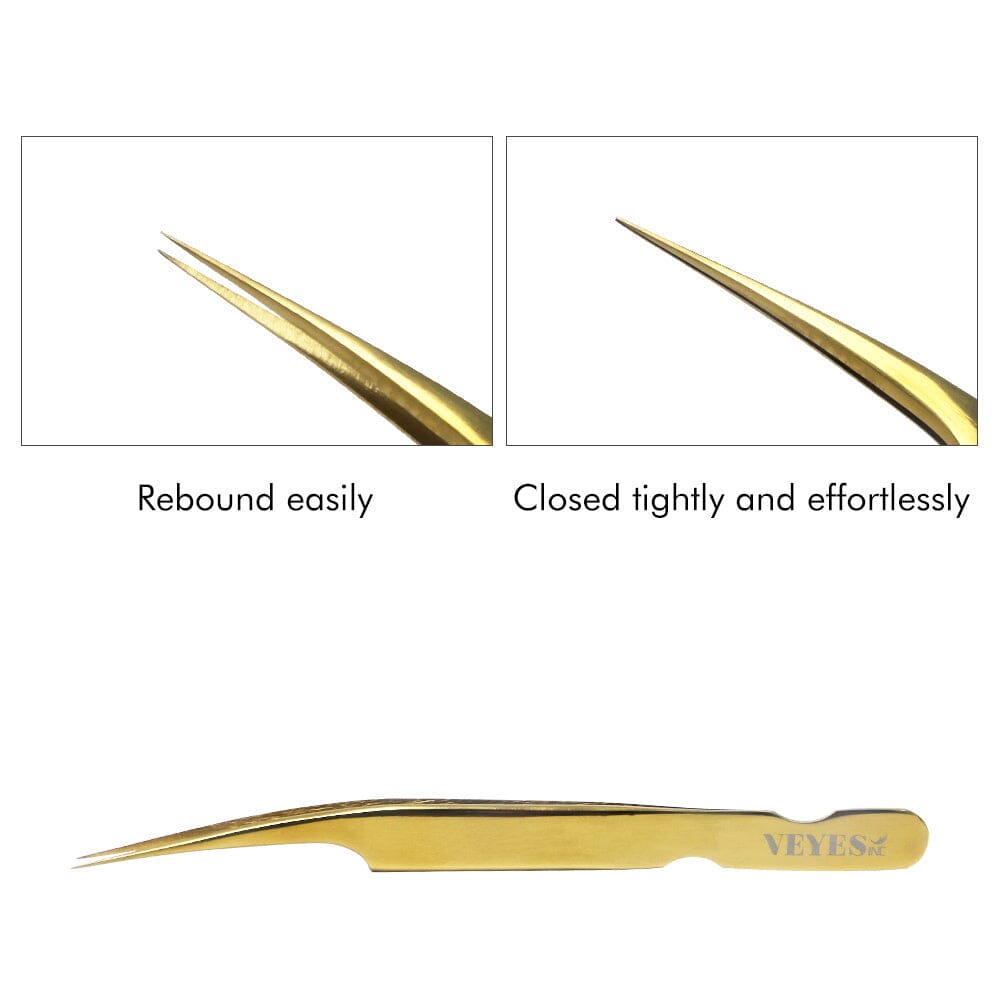 Classic Straight Gold Tweezer Tweezers VEYELASH 