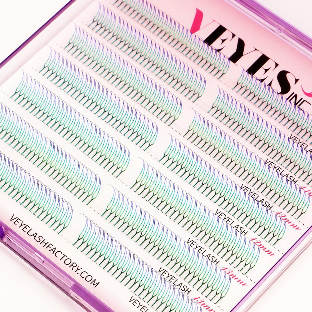 Double-Sided Aurora Lashes Premade volume fans VEYELASH 