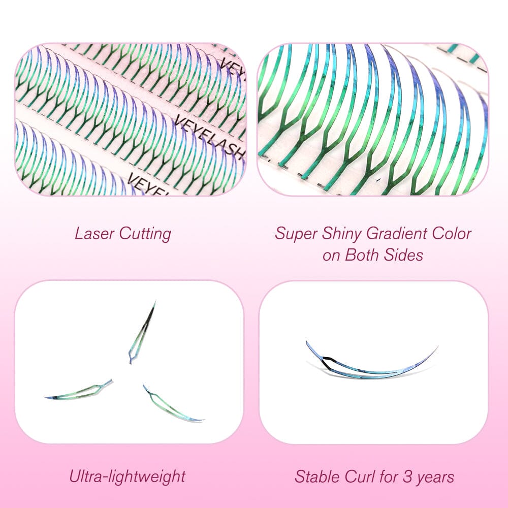 Double-Sided Aurora Lashes Premade volume fans VEYELASH 