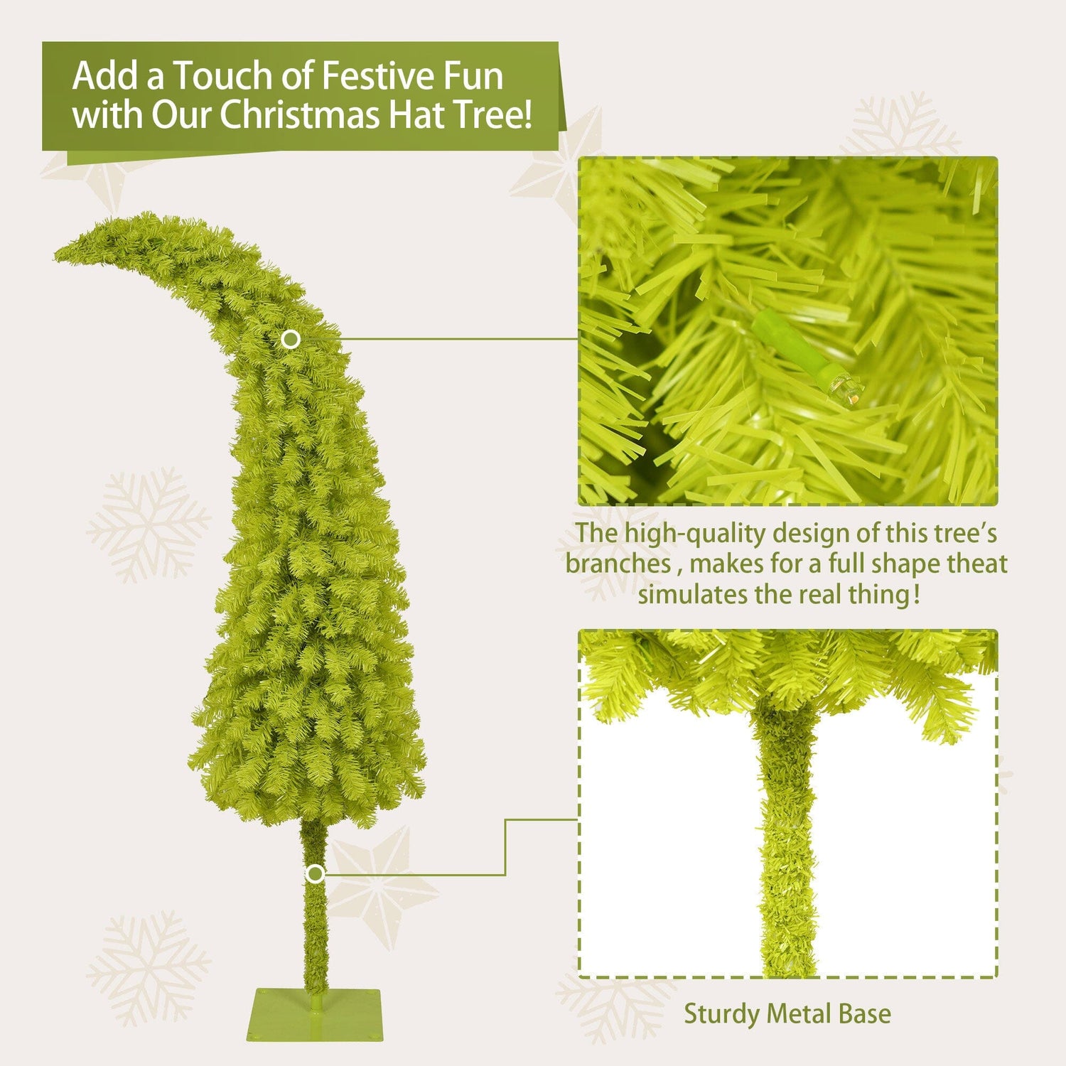 Hinged Fir Artificial Fir Bent Top Christmas Tree Lab Information Network Co., Limited 