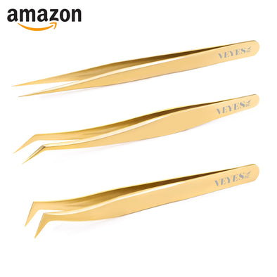 Luxe Gold Precision Tweezer Trio Amazon Store VEYELASH® 