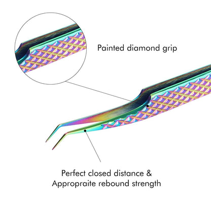 Rainbow Volume Lash Tweezers 45 Degree Tweezers VEYELASH 