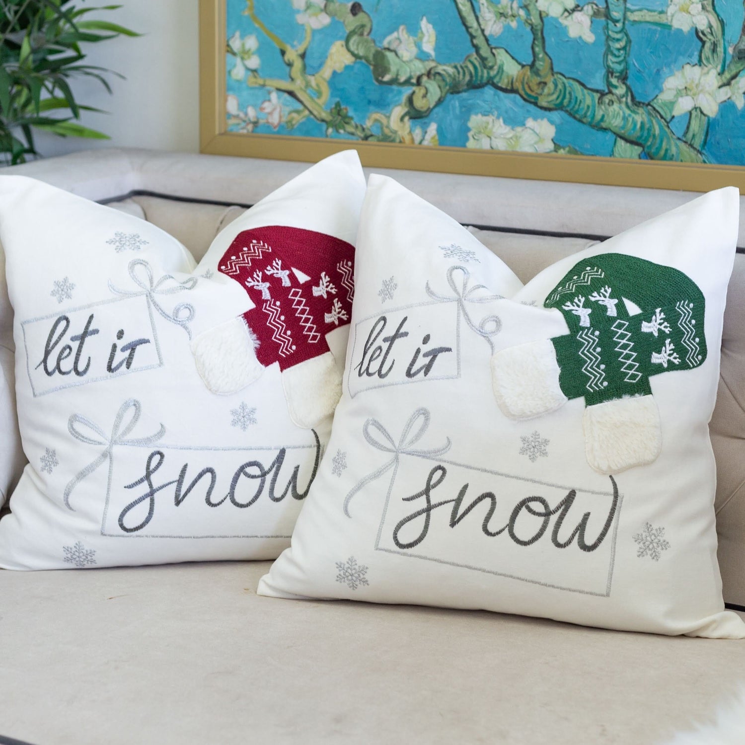 Snow Christmas Throw Pillow VEYELASH 