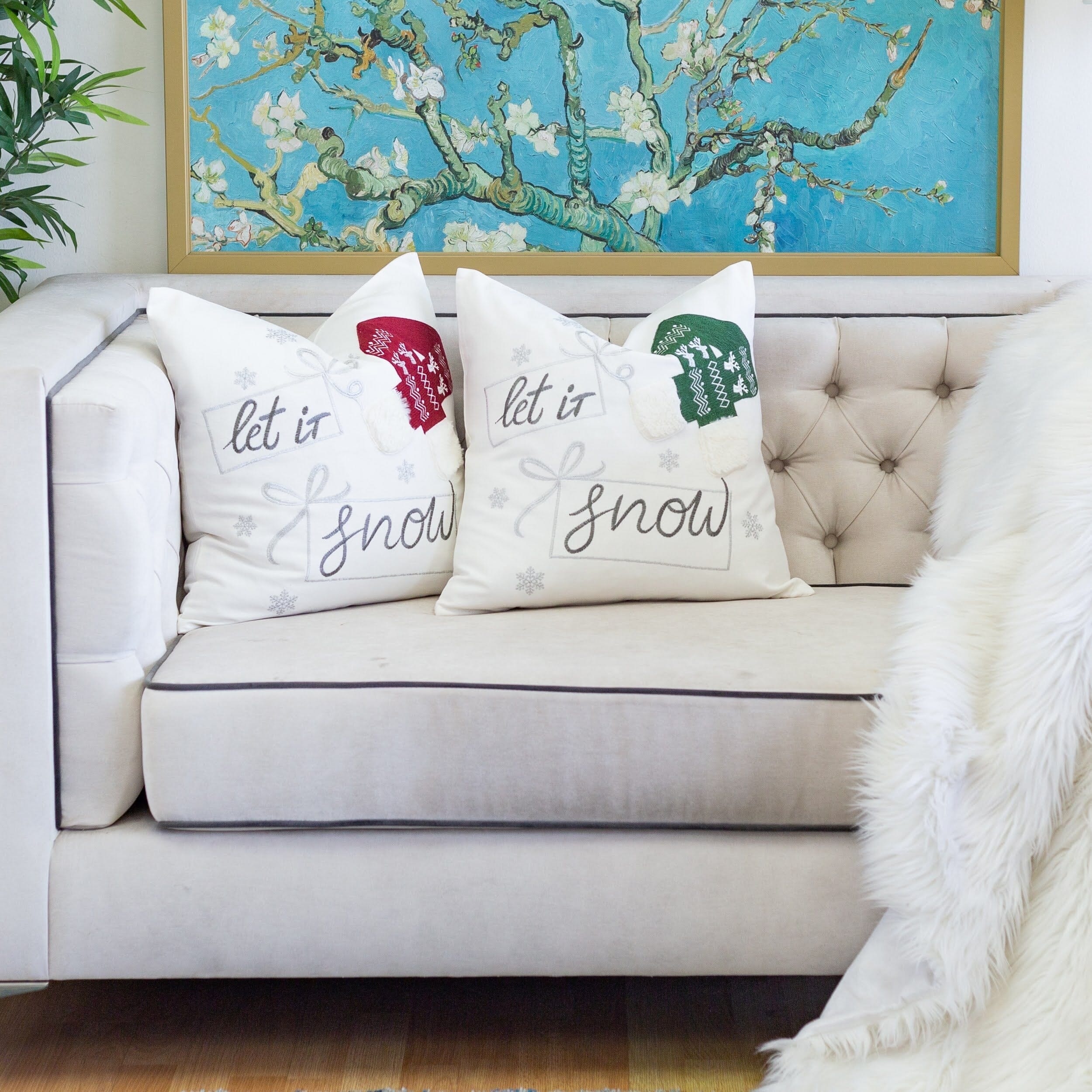 Snow Christmas Throw Pillow VEYELASH 