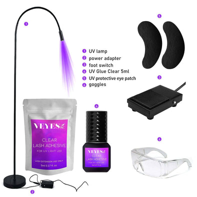 UV Lash Extensions Set with Lamp - Beamlight S6 UV Lash Glue