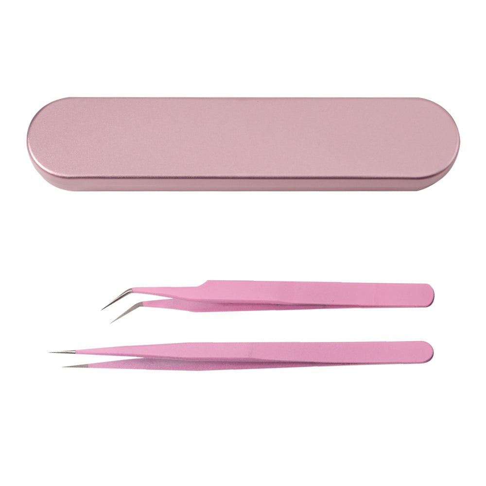 2 PC/SET Lash Tweezers CA95131 VEYELASH? Pink Set 